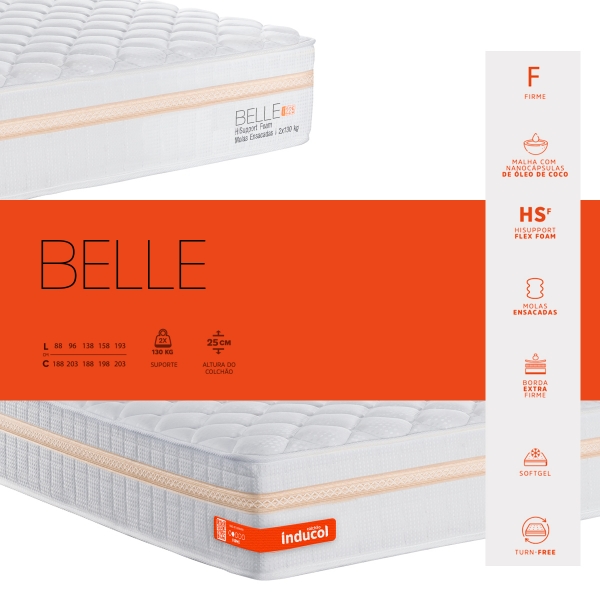 Colchao Solteiro Inducol Belle 88x188 - Branco
